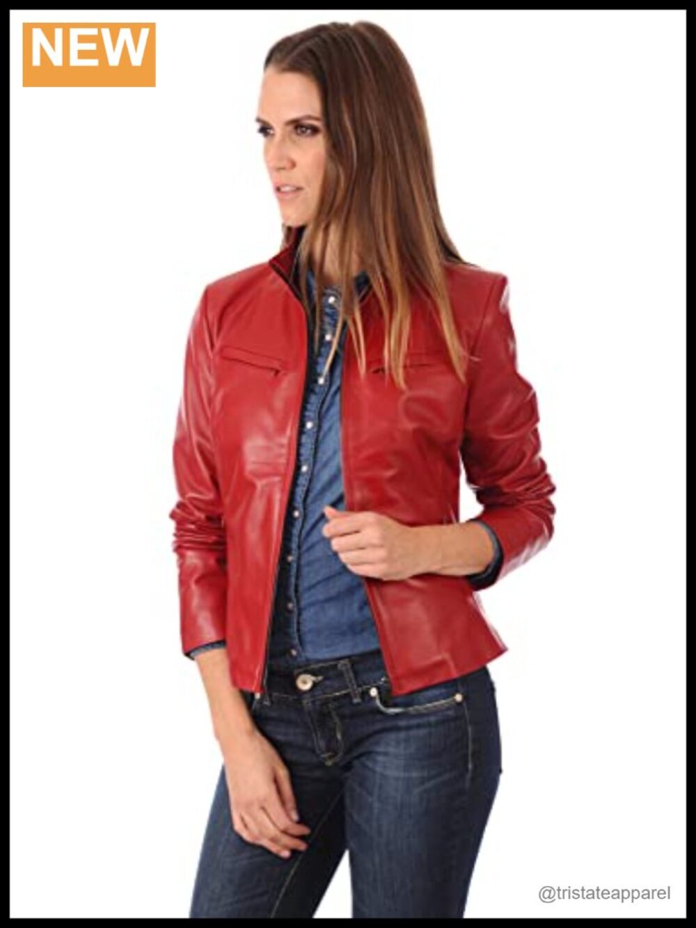 Genuine Lambskin Leather Moto Biker Jacket Slim Fit Women's